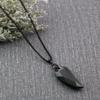 Obsidian Wolf Fang Obsidian Exorcise Evil Good Luck Power Stone Halskette Edelstahlkette [Coai] Herren