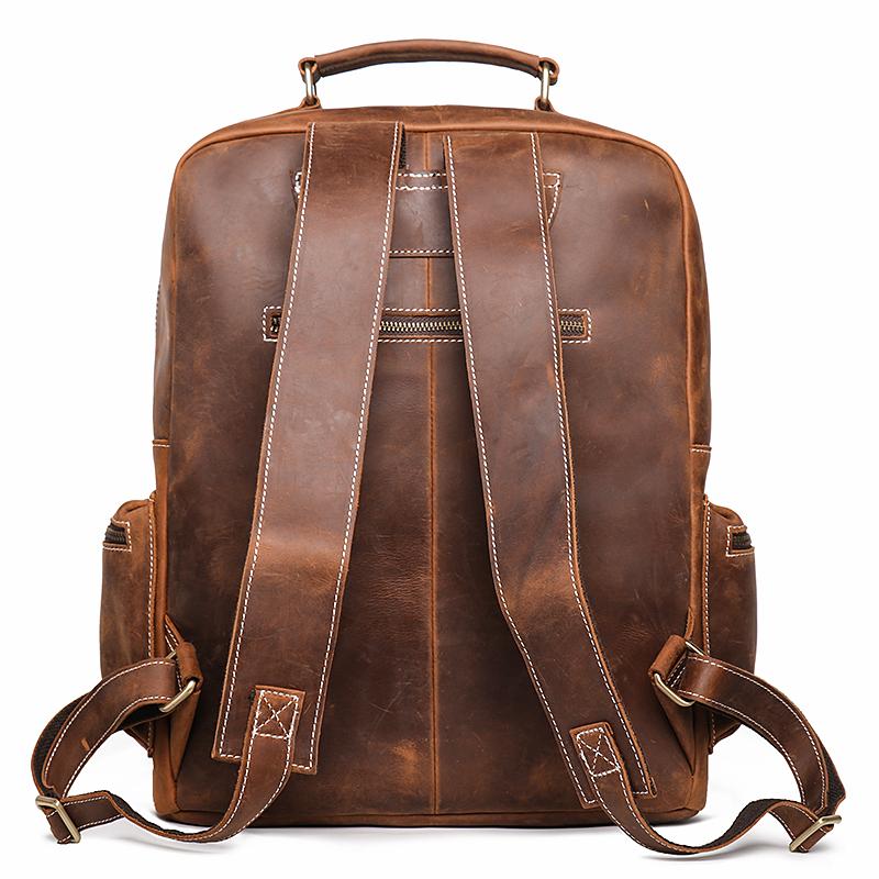 Business Man High Quality Travel Backpack Real Leather Laptop Bag