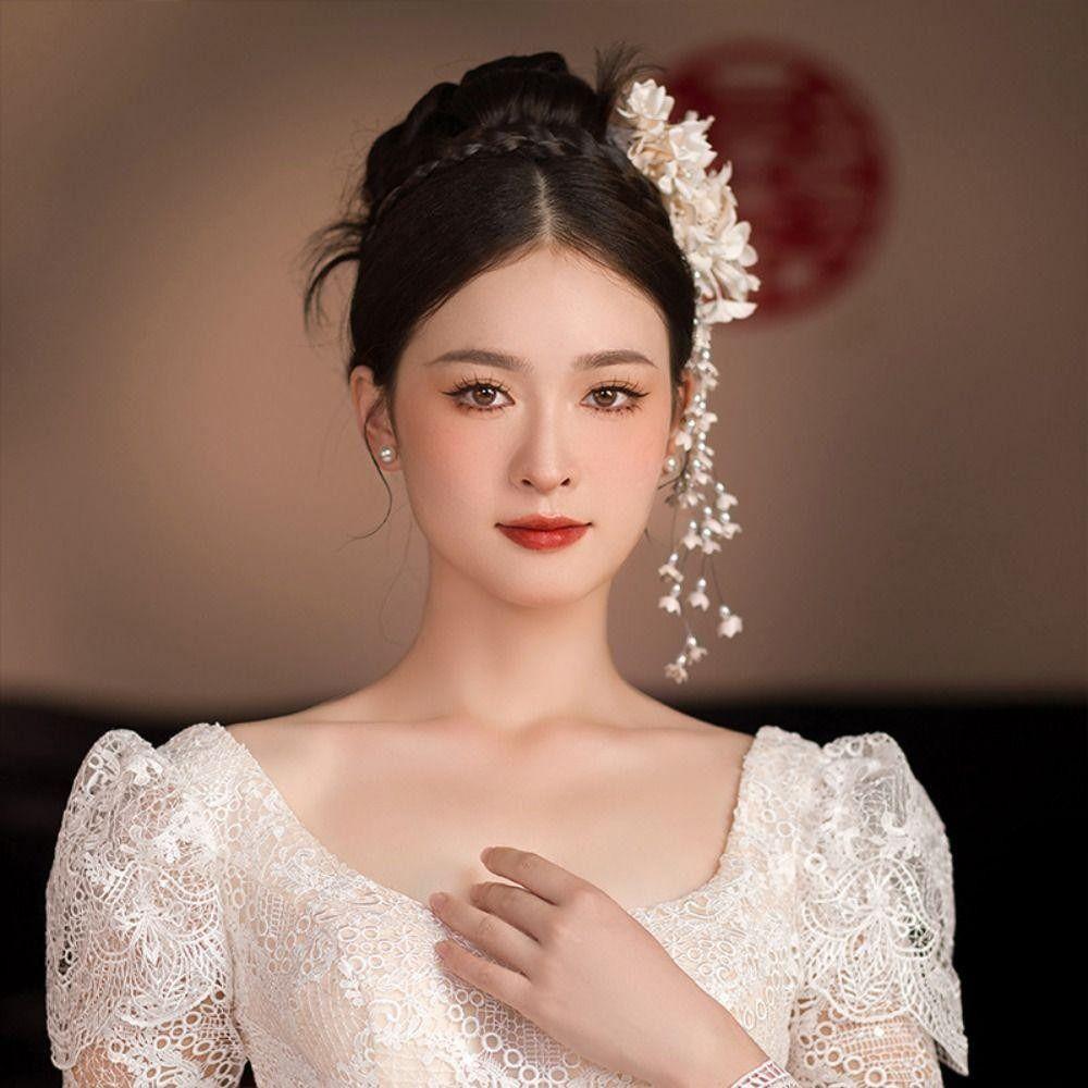 New Chinese Style Flower Hairpin Luxury Duckbill Clip New Tassel Side Clip Bridal Headwear