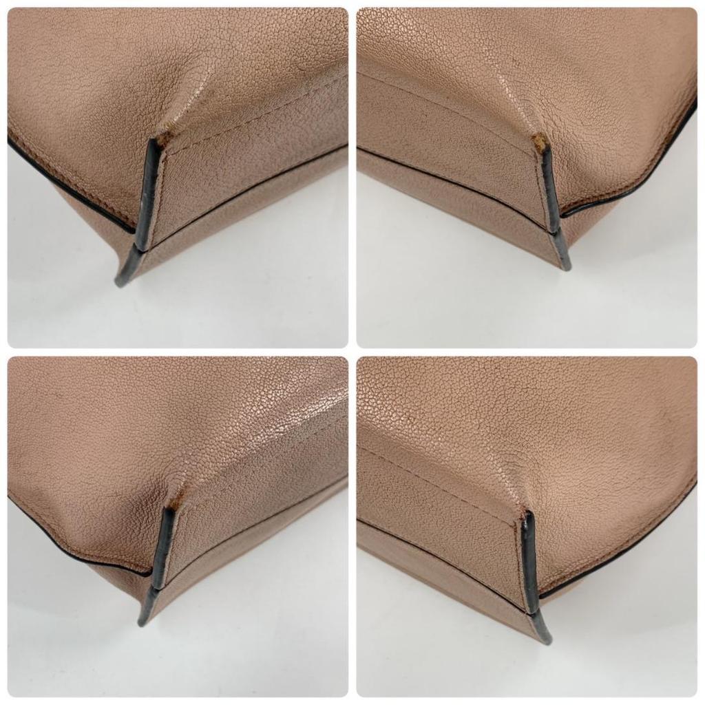 LOEWE T Shopper Anagram Tote Shoulder Crossbody Bag Leather Pink Beige A4 Size Compatible