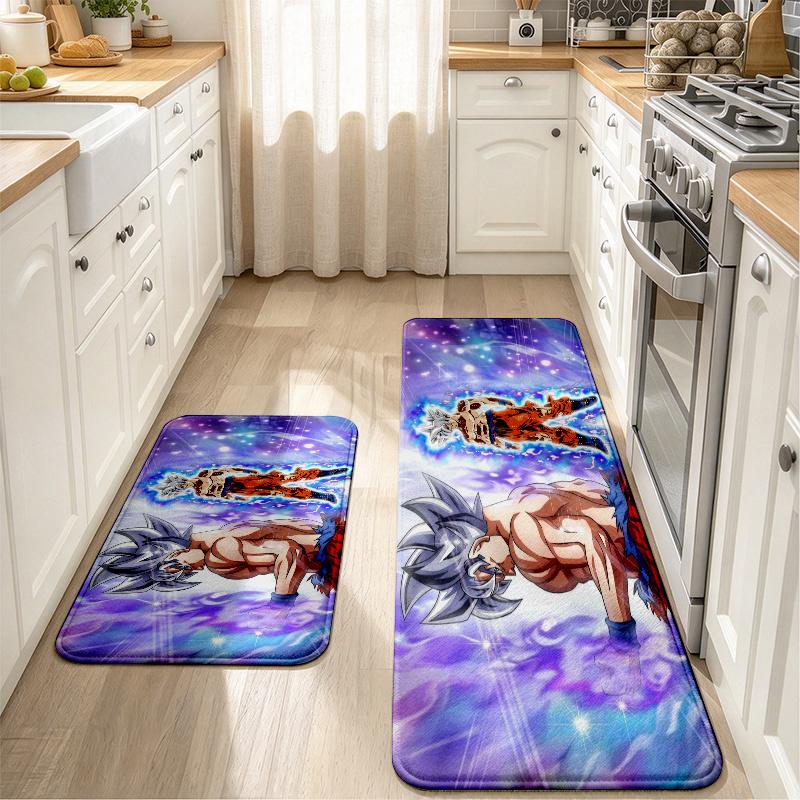 Dragon Ball Super Saiyan Flannel Kitchen Mat Christmas Soft Area Rug Non Slip Floor Carpet Home Decoration