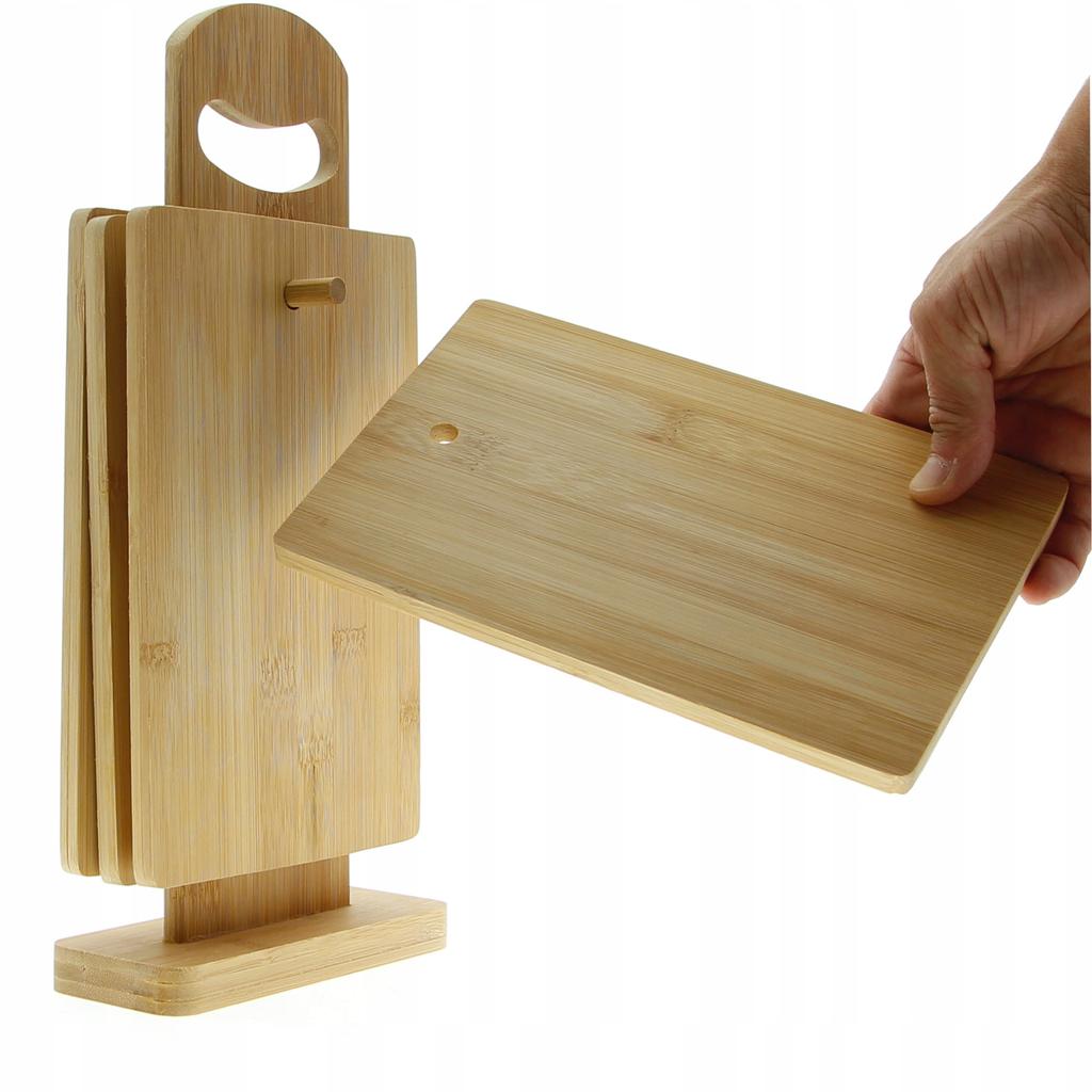 Cutting Boards Set Of 4 Bamboo Kitchen Boards + Wooden Stand