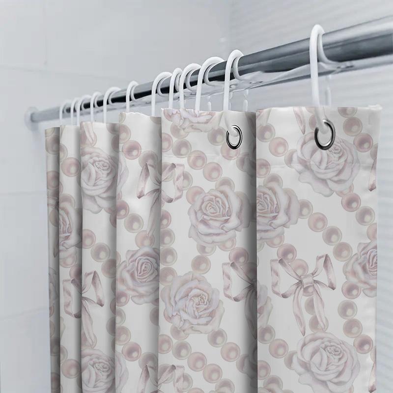 Elegant Floral Shower Curtain Set Lavender Rose Design For Bathroom Decor Home Decoration Waterproof Fabric Shower Curtains With