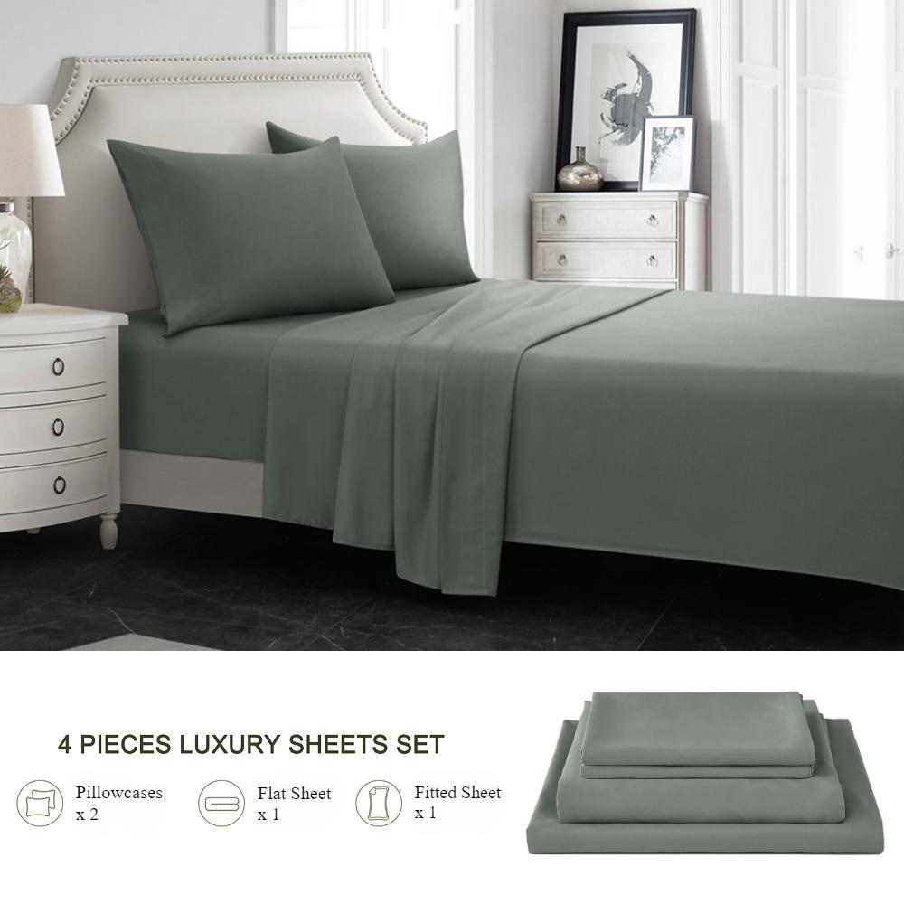 Sheet Set Breathable & Cooling Sheets Hotel Luxury Bed Sheets Extra Soft Easy Fit 4 Piece Set