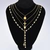 17KM 4-Piece Cross Pendant Figure Necklace Set Adjustable Bohemian Style Fashion Jewelry For Women Daily Wear Party Gift