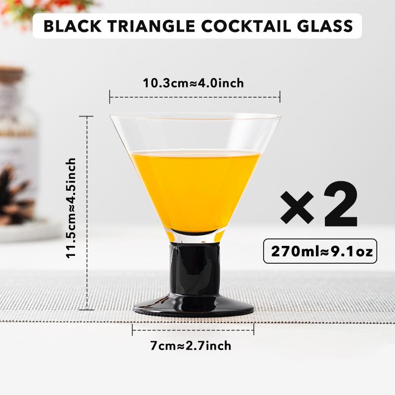 

Martini Glass 270ml - Elegant Amber & Black Triangle Cup - Versatile Sake Cup for Bar, Party Events - Ideal Christmas Gift