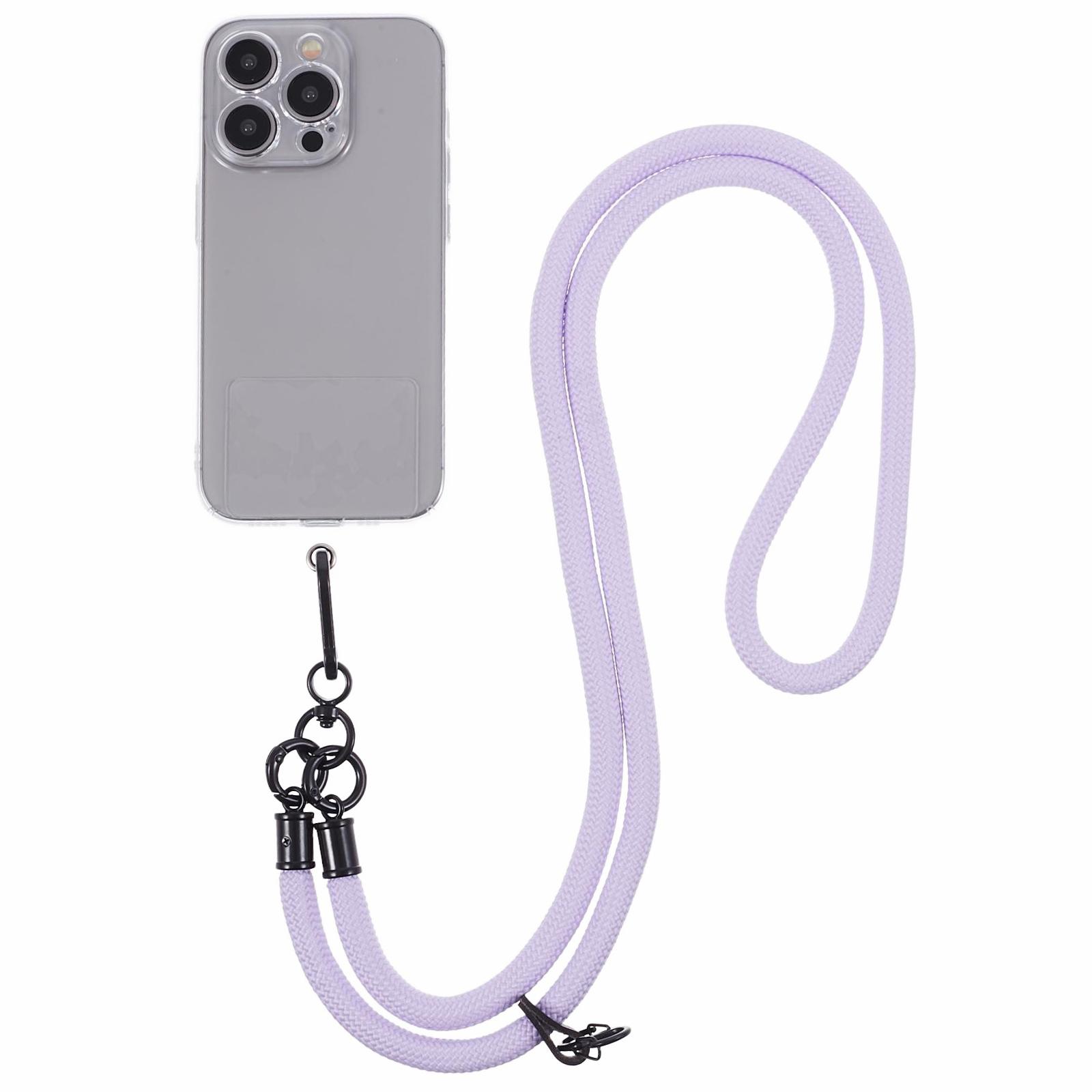 

Style A Phone Strap 8mm Nylon Phone Neck Lanyard with Clear Patch Light Purple