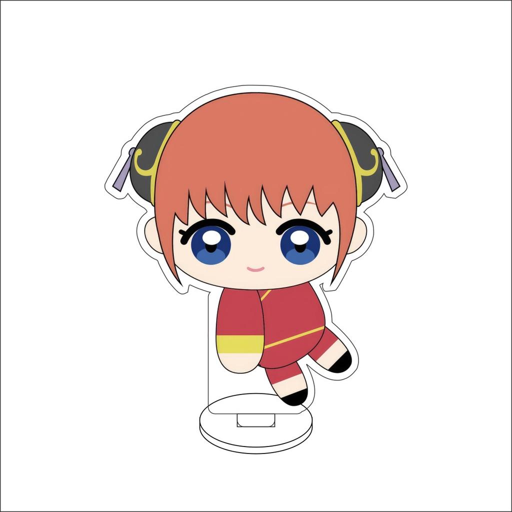 10CM Anime GINTAMA Figure Stand Model Sakata Gintoki/Shimura Shinpachi/Kagura/Sadaharu Cute Desk Decor Standing Sign Gifts