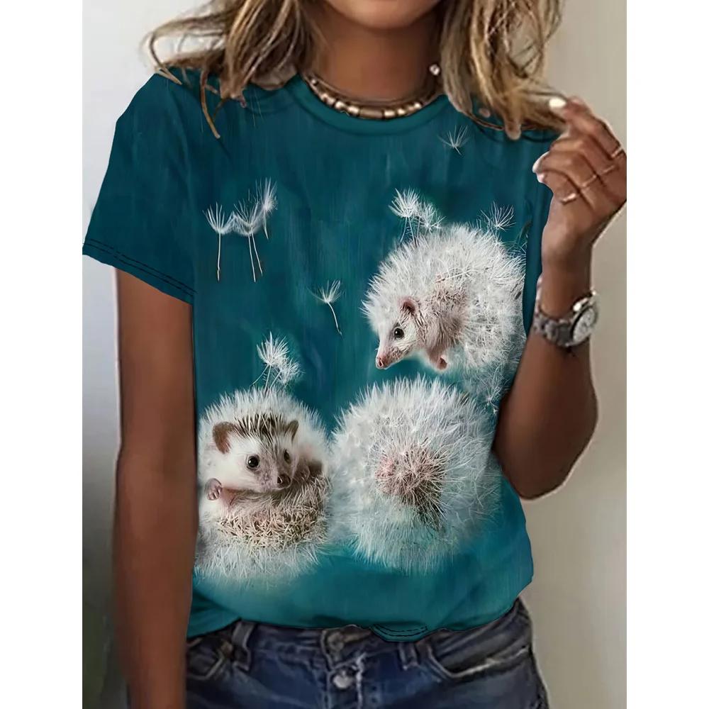 Summer Cute Animal 3D Printed Women's Shirt Short Sleeve Casual Harajuku Fashion T-Shirt Top