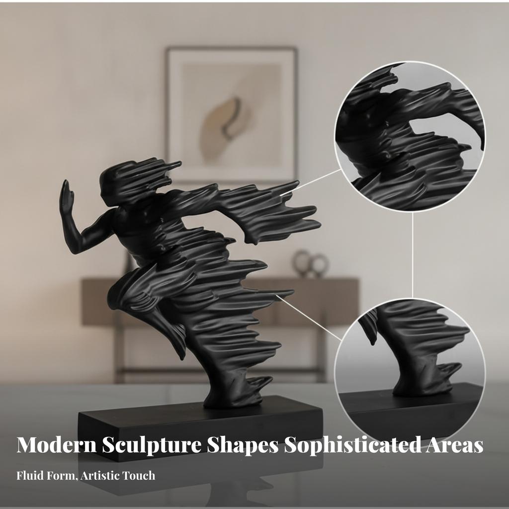 Rectangular Base Figurine Smooth Home Decoration Flowing Lines Running Figure Sculpture Abstract Runner Sculpture for Desk