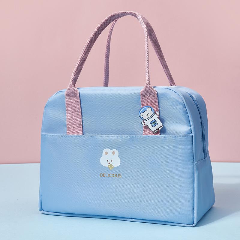 Large Womens Lunch Carryall with Badge Lightweight To Carry Insulation Lunchbox Pouch Thicken Zipper Thermal Food Cooler Carryall for School Picnic