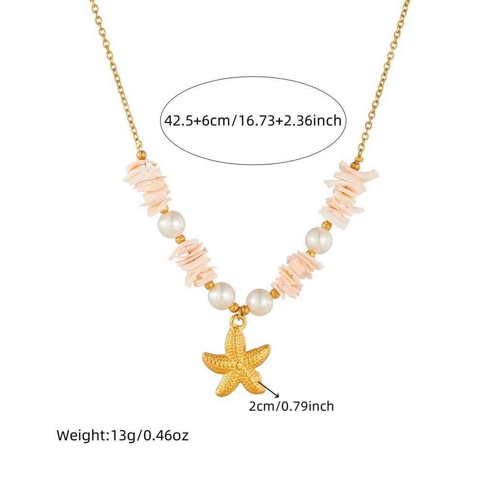 Fashionable Seaside Vacation Style Bead Necklace Exquisite Sea Fish Starfish Sun Shell Necklaces Multi-Element Blue Jewelry