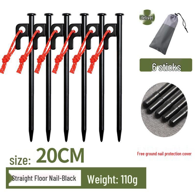 Steel Tent & Tarp Pegs: Thickened, Windproof, Long Camping Peg Set for Outdoor Use