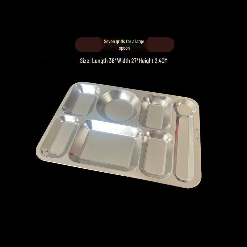 ZISIZ 7-Compartment Thickened Stainless Steel Meal Tray