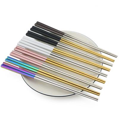 1 Pair Rainbow 304 Stainless Steel Tableware Colorful Reusable Chopsticks Dishwasher Safe Silver Iron Antiskid Household Metal Chinese