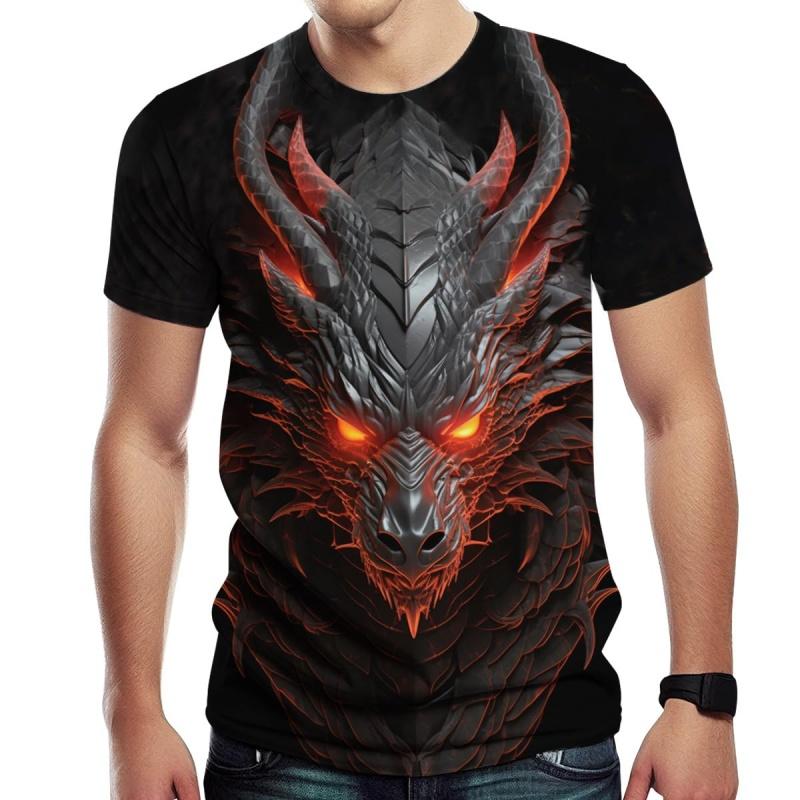 

3D Print Chinese Loong T-Shirt For Men Women Retro Dragon Pattern T Shirts Summer Loose Streetwear Tops O-Neck S