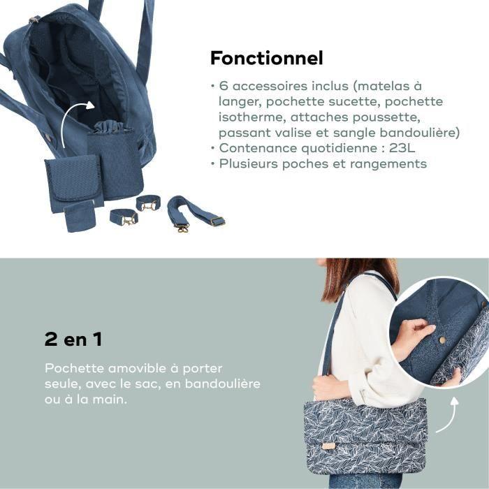 Babymoov Sac (à langer) Day to Day - Tendance et Fonctionnel, Capacité 23L, Nombreuses poches, 6 Accessoires inclus, Palm