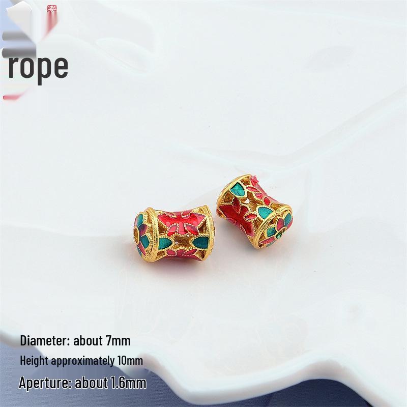 Ancient Gold Enamel Hollow Beads for DIY Bracelets & Necklaces