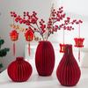 3D Paper Honeycomb Vase 2026 New Year Decoration Reusable Table Centerpieces Red Decorative Vase Wedding Christmas Party Decor