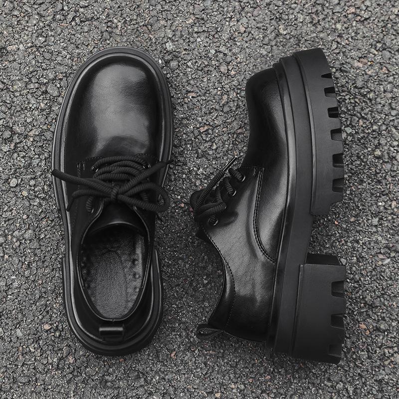 Derby Shoes Men'S Platform Heightening Trendy Shoes Black Big Head Business Dress Commuter Groom Wedding Leather Shoes 16890-J