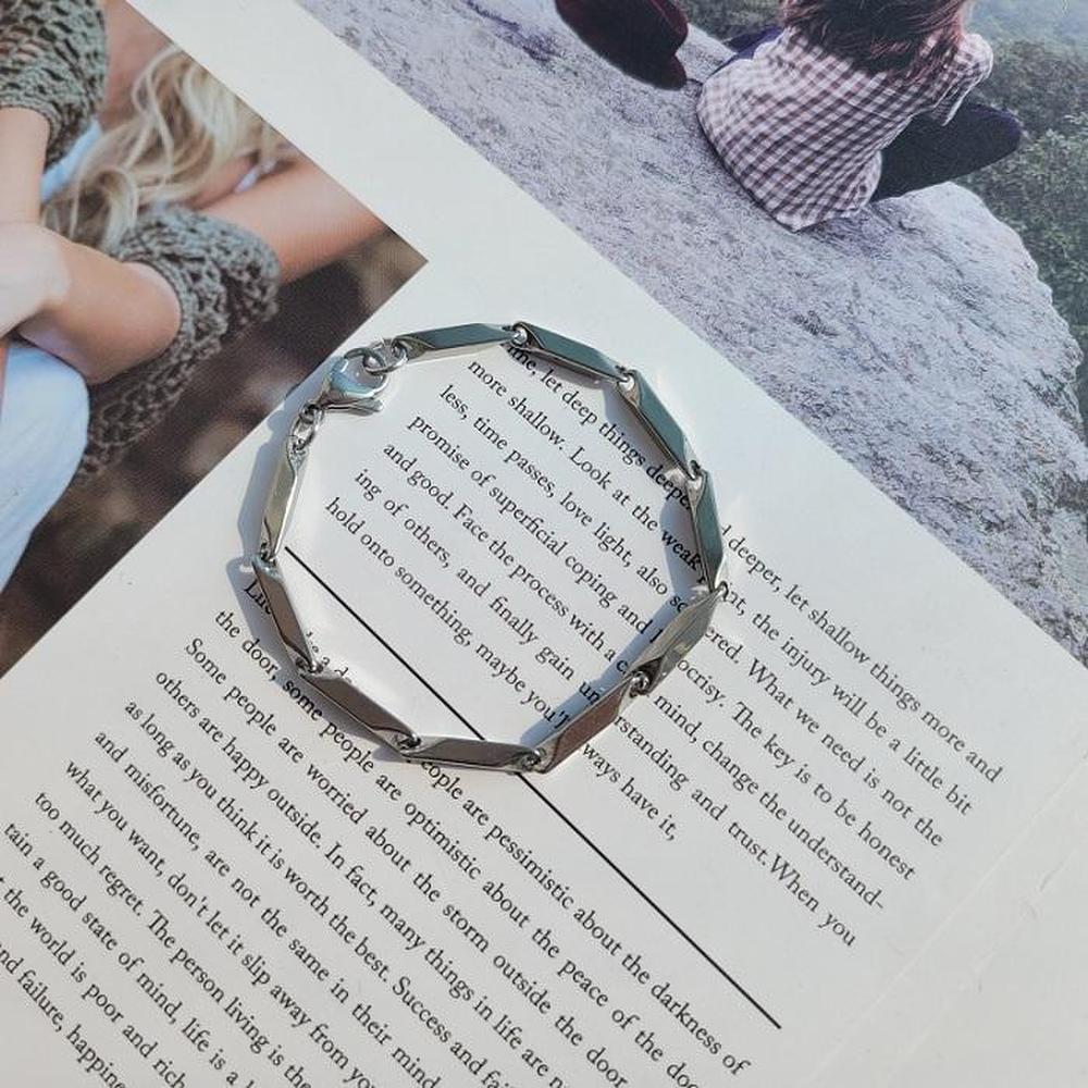 

[Blossom Steel] Surgical Steel Silver Bamboo Chain Women s Bracelet (S7839269) 21