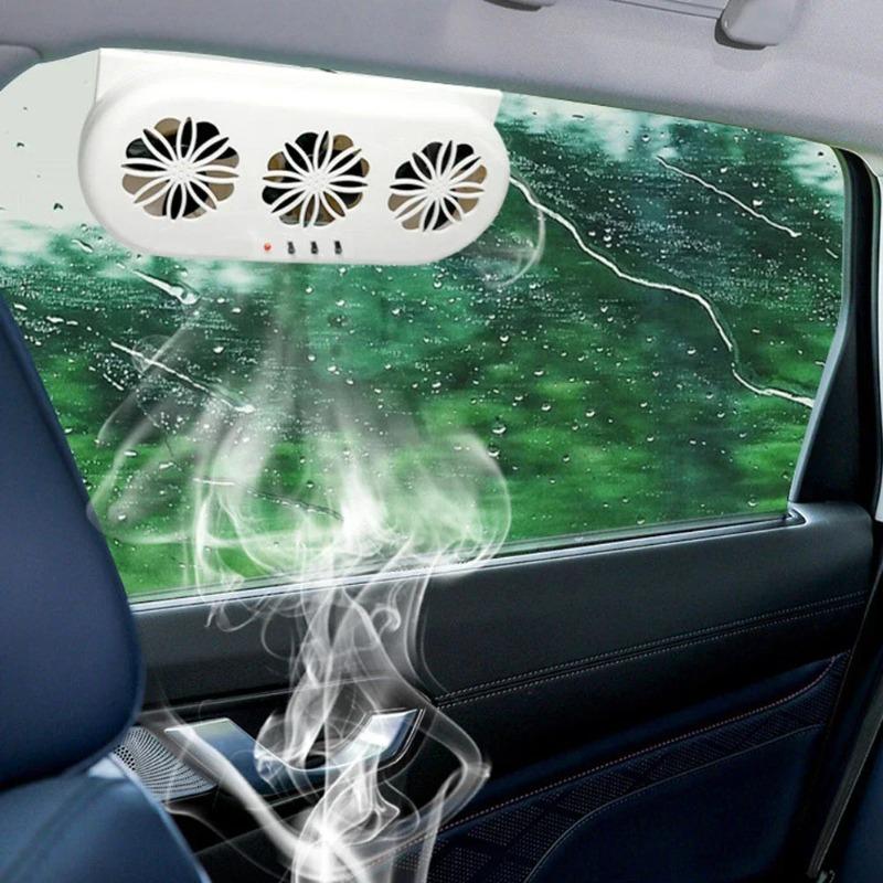 USB Powered Solar Car Exhaust Fan Ventilation Cooling Smoke Exhaust with Dual Fan for Car SUV Air Circulation Portable
