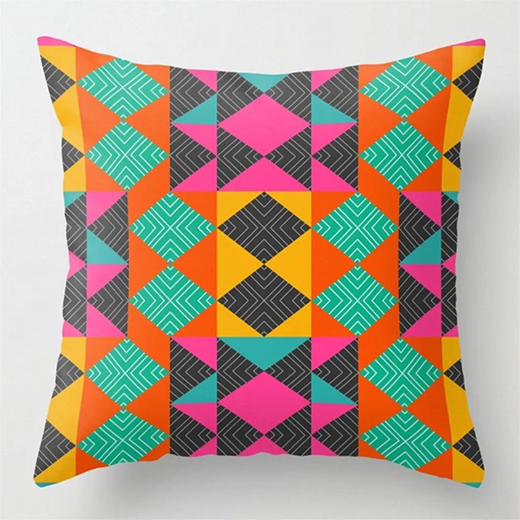 Rainbow Geometric Pillowcase Sofa Cushion Cover Home Bedding