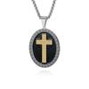 Vintage Trend Round Brand Cross Necklace Men's Hip-Hop Literary Paper Pattern Niche Premium Titanium Steel Pendant