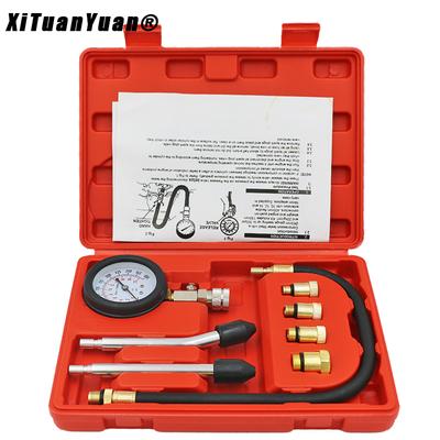 Petrol Engine Compression Tester Kit, Professional Cylinder Pressure Gauge for Petrol Gas Motor Auto Tool Set (0-300PSI)