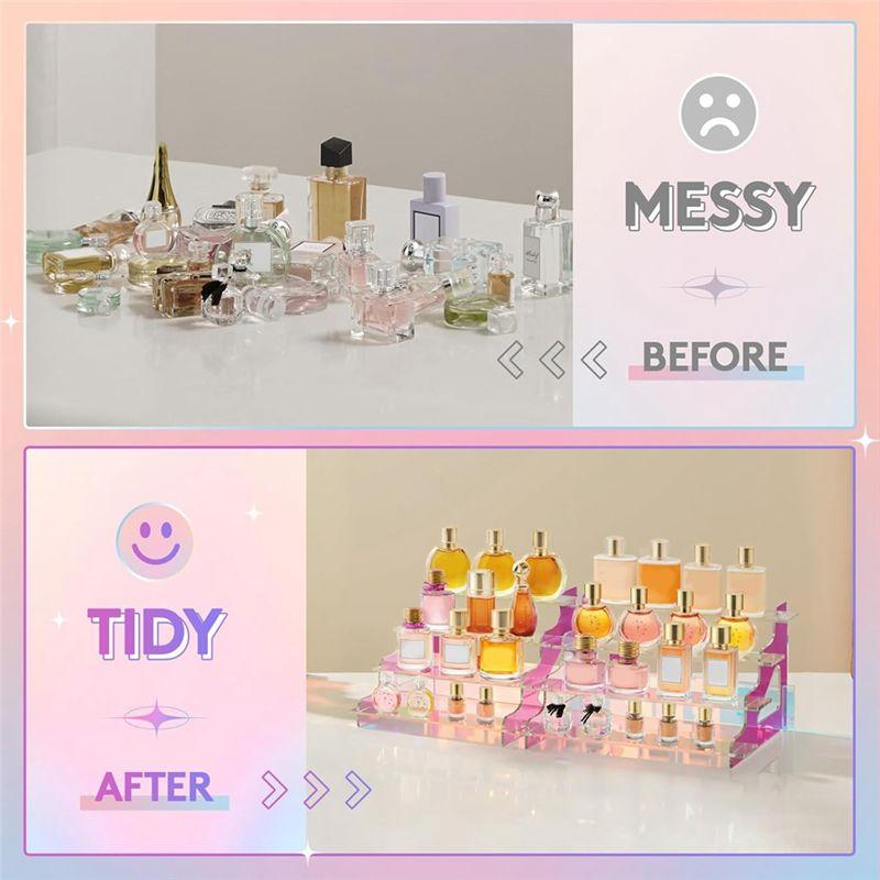 VOFUN-4 Tier Iridescent Display Risers Stand, Plastic Risers For Display, Perfume Organizer, Display For Figures