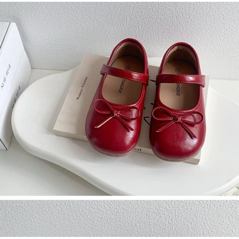 Youth Style Shoes Girls Ballet Flat Shoes Soft Sole Princess Style Slip-On Kids Fall Black Red
