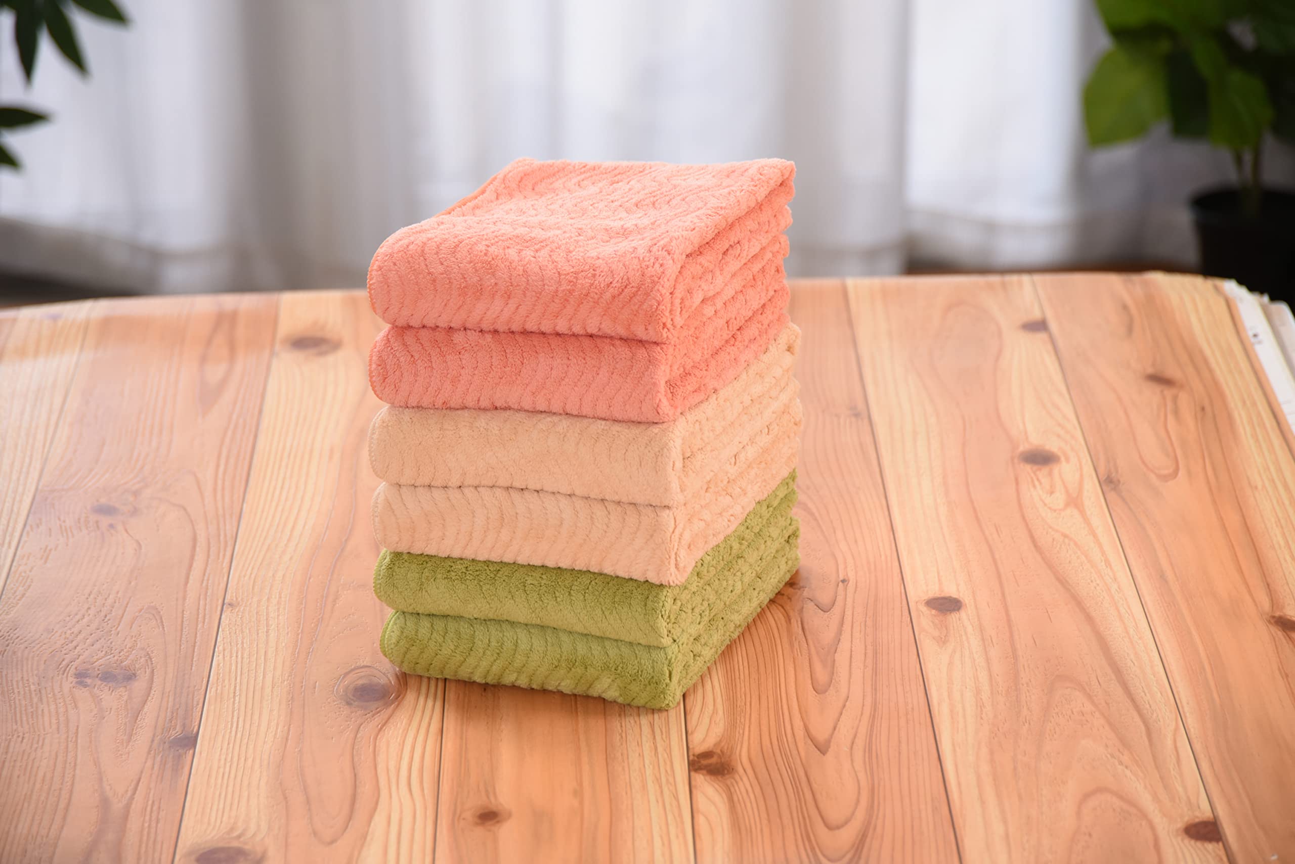 

TEIJIN Microfiber Soft to the and Textured of 6 Face Poppy Ultra-Fluffy Towels, Antibacterial, Odor-Resistant, Lint-Resistant, Touch, Fluffy,
