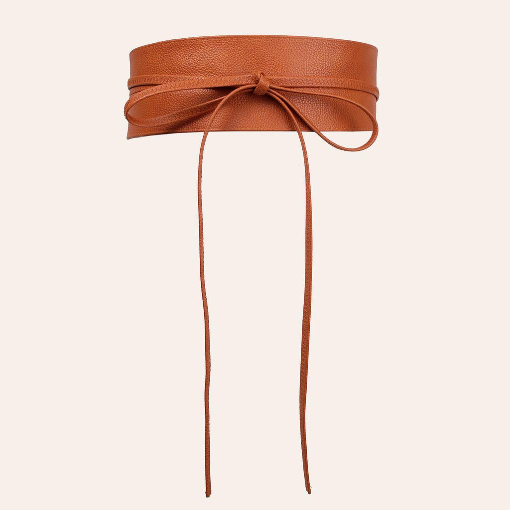 Fashionable Large Width Faux Leather Waist Belt With Bow Decoration For Dress Wear