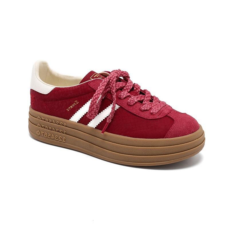 

Новые женские универсальные повседневные кроссовки на платформе из лимитированной красной кожи под змею, ретро кеды 40