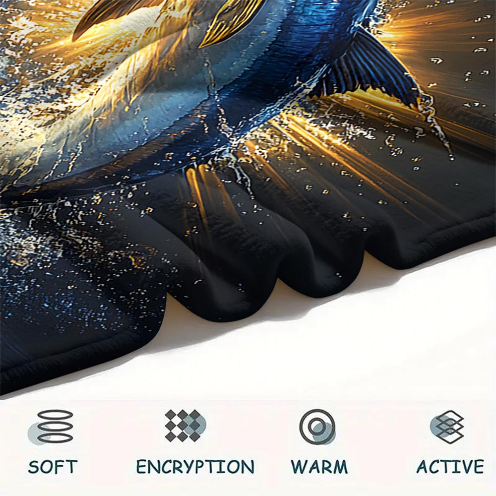 Tuna Print Flannel Blanket, High quality Comfortable for All Seasons, Home Decor, Warmth and Comfort, Perfect for Christmas Gifts