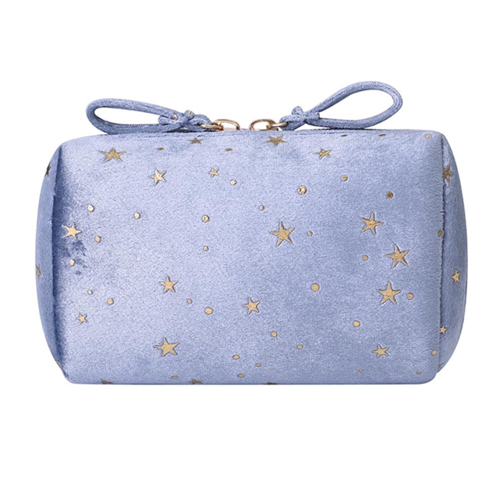 Tumecos Makeup Portable Velvet Clutch Starry Sky Cosmetic Large Blue 1 Pouch, Bag, Bag, Capacity, Stylish,