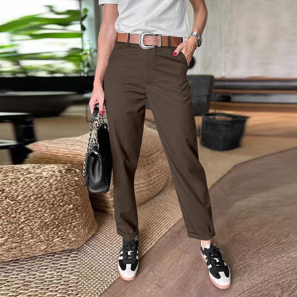 Women's Pants Business Casual Work Pants With Pockets High Waist Trousers Pull On Slacks