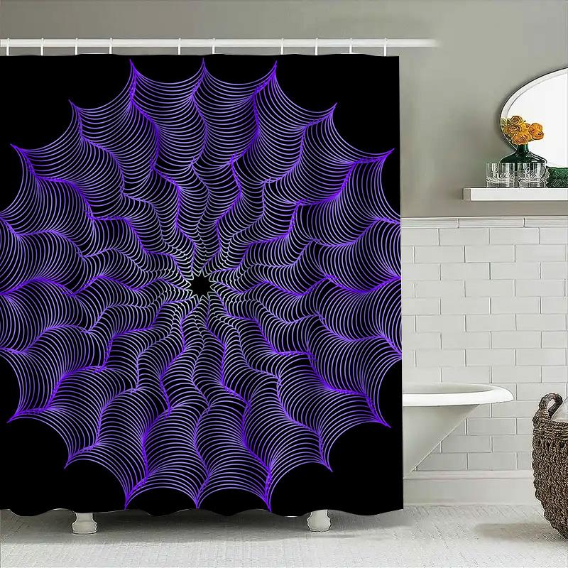 

Tuniu Purple Spider Web Blackout Curtain Bathroom Door Decor Aesthetic Shower Curtain Room Divider W60H190(CM)-1 Pcs