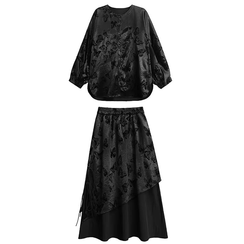 

XITAO Модный повседневный женский комплект с длинным рукавом GMM1008 M чёрный