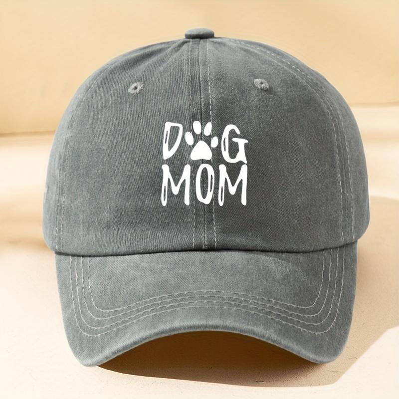 Classic washed retro dog mom printed baseball cap, outdoor casual sports sun hat, adjustable soft top duckbill cap