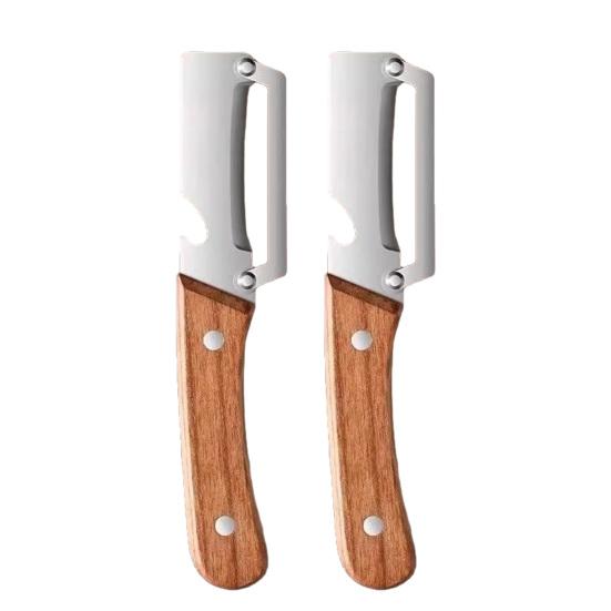 Stainless Steel Vegetable Peeler with Wood Handle Bottle Opener Heavy-Duty Ergonomic Kitchen Tool for Potatoes Pineapple