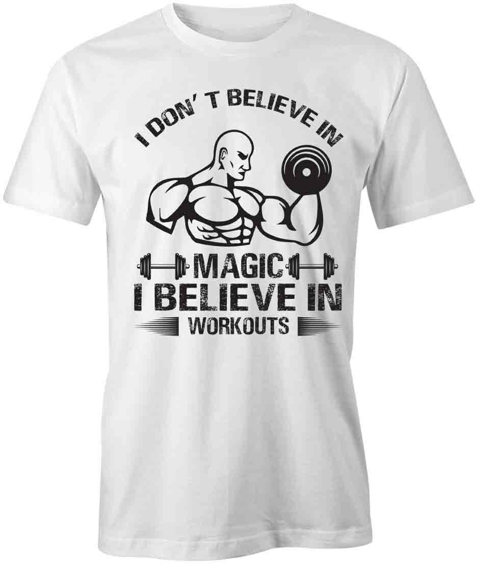 I BELIEVE IN WORKOUTS TShirt Tee Short-Sleeved Cotton FITNESS CLOTHING S1WSA139 XXXXL