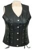 Stylish Western Leather Lambskin Black Button Vest Coat Waistcoat Women Classic