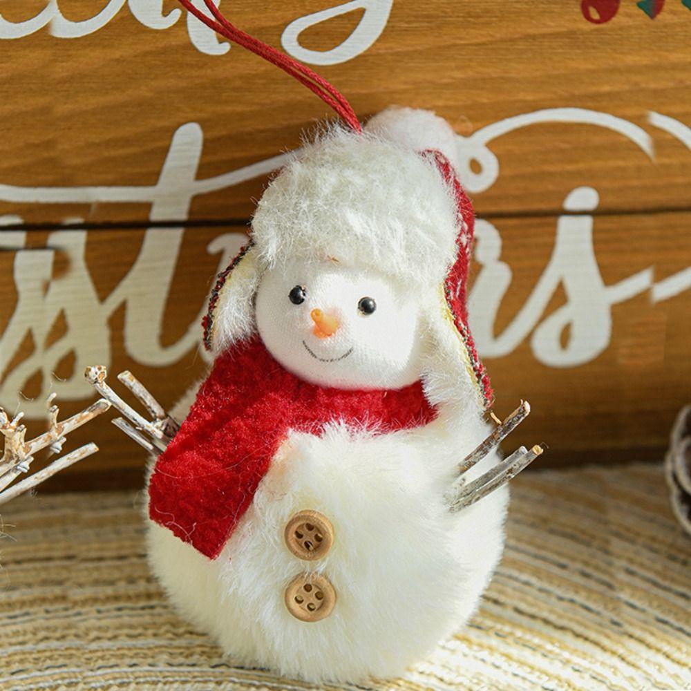 Red Scarf Plush Doll Pendant Xmas Ornament Christmas Tree Pendant New Year