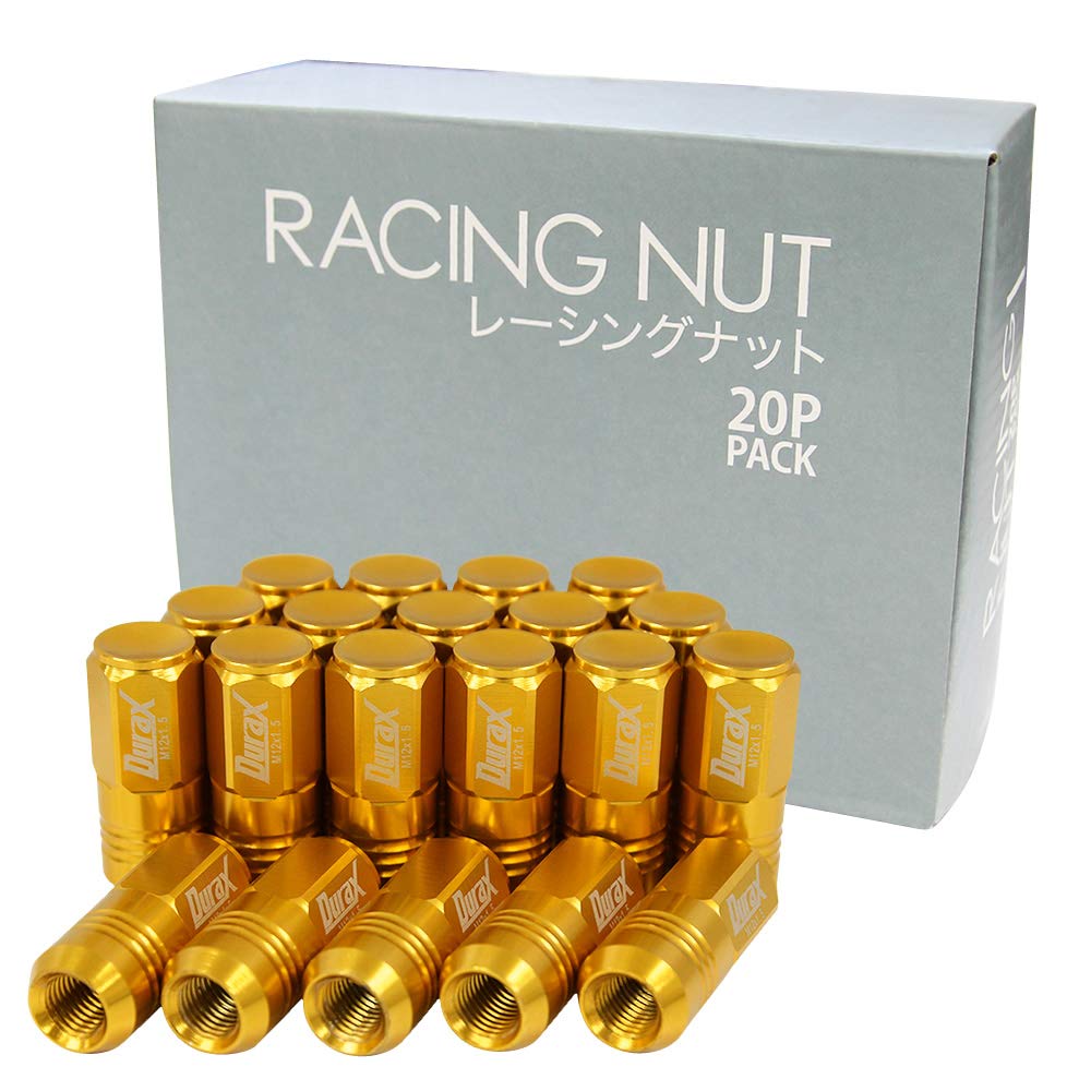 

Легкие алюминиевые колесные гайки Durax, Выберите цвет, Гоночные гайки, M12 x P1.5, Куполообразные золотой