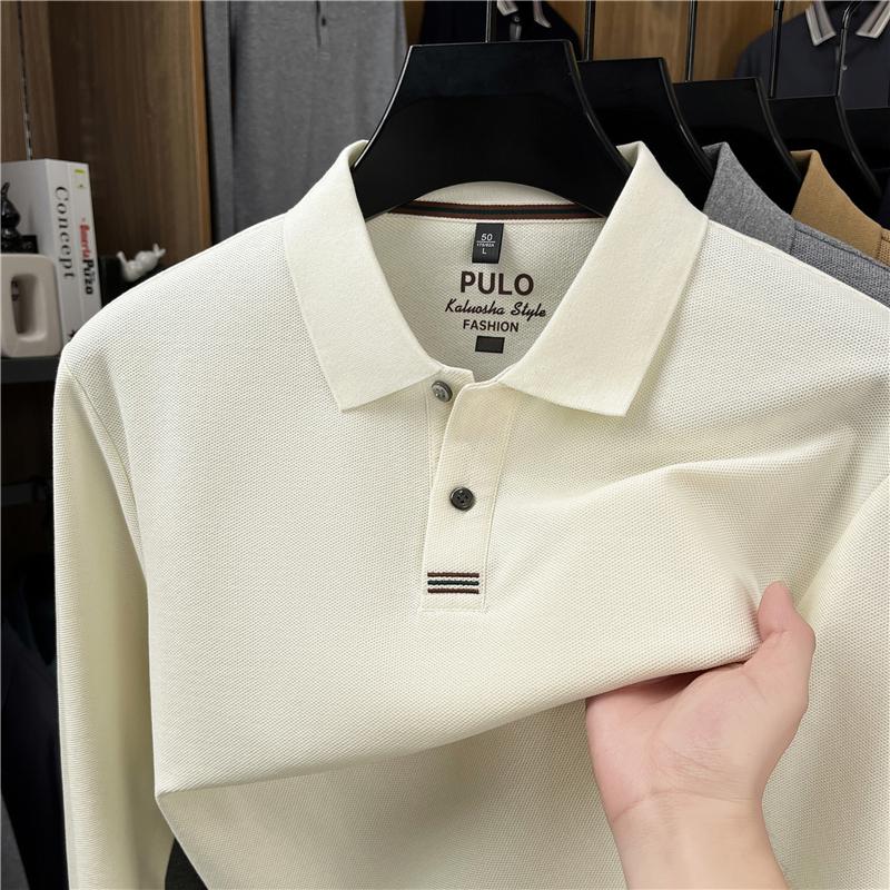 Wovey Katoenen Hoge Kwaliteit Heren Poloshirt Kraag Lange Mouwen T-shirt Herfst Schildpad Rug Vakmanschap Zakelijk Vrije Tijd Herenkleding XL