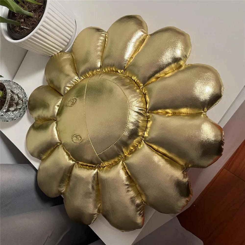 

Серебристая подушка «Подсолнух» Подушка с текстурой кожи для спальни, гостиной, милая подушка с улыбкой, офисная подушка, домашний декор, подарок