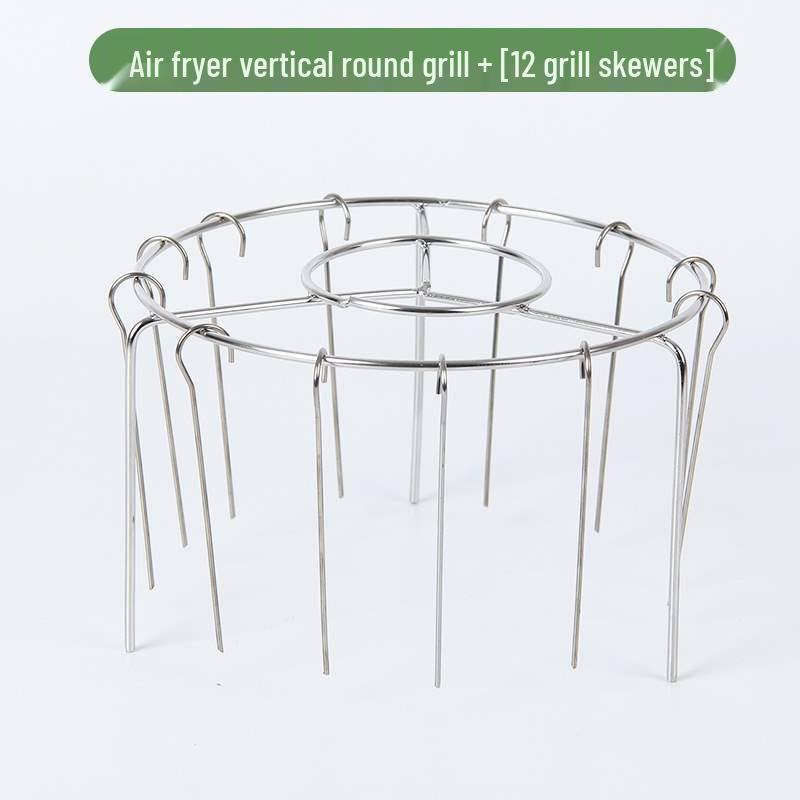 Stainless Steel Vertical Skewer Rack for Air Fryer & BBQ - Holds 24 Skewers
