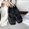 Minimalist Pu Mary Jane Shoes With Striped Pattern For Daily Comfort