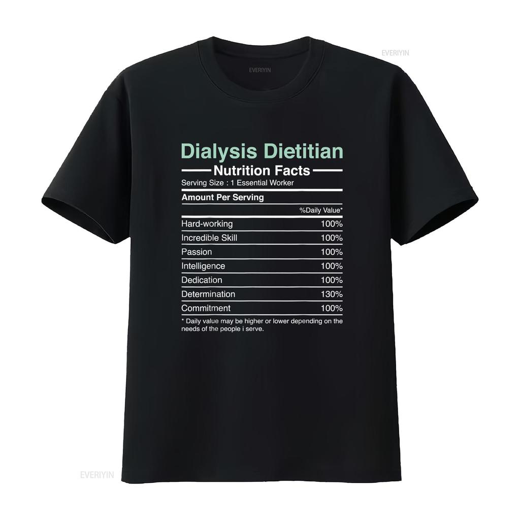 Dialysis Dietitian Nutrition Facts Nephrology T Shirt vintage Washed Comfortable Casual Stretched Unisex Top For Everyday Wear
